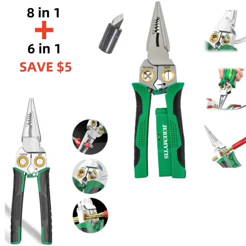 Final 3 Hours: 60%OFF🔥JEREMYTIS™-8 in 1 Wire Stripper Twister for Cutting and Pulling Wires Cable Scissors,Voltage Tester Pliers