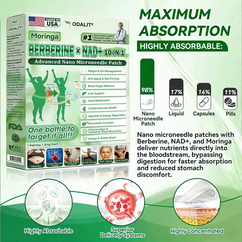 🇺🇸 𝐎𝐟𝐟𝐢𝐜𝐢𝐚𝐥 𝐔𝐒 𝐒𝐭𝐨𝐫𝐞 | 🧑‍⚕️🩺 ODALIT® Moringa · Berberine × NAD+ 𝟏𝟎-𝐢𝐧-𝟏 𝐀𝐝𝐯𝐚𝐧𝐜𝐞𝐝 𝐍𝐚𝐧𝐨 𝐌𝐢𝐜𝐫𝐨𝐧𝐞𝐞𝐝𝐥𝐞 𝐏𝐚𝐭𝐜𝐡 — 𝐎𝐧𝐜𝐞 𝐃𝐚𝐢𝐥𝐲, 𝐕𝐢𝐬𝐢𝐛𝐥𝐞 𝐑𝐞𝐬𝐮𝐥𝐭𝐬 𝐢𝐧 𝟕 𝐃𝐚𝐲𝐬