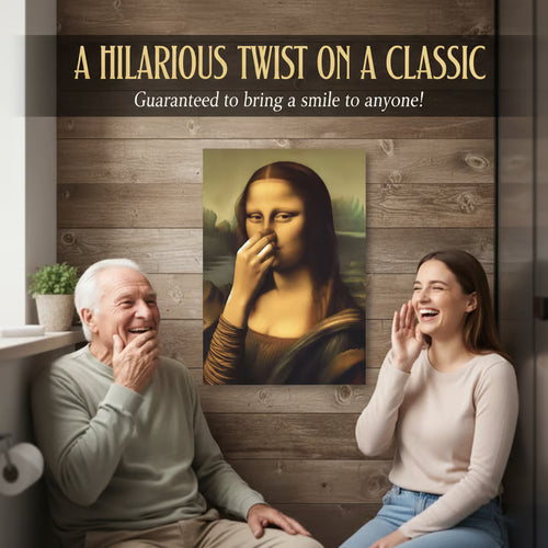 Mona Lisa Holding Nose Bathroom Canvas Art