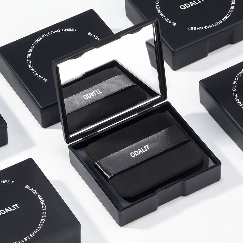 ODALIT-Black Magnet Oil Blotting Setting Sheet With Powder More Control Oil Keep Fresh 2 IN 1 Blotting Sheet