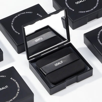 ODALIT-Black Magnet Oil Blotting Setting Sheet With Powder More Control Oil Keep Fresh 2 IN 1 Blotting Sheet