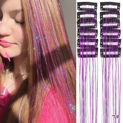 🔥Last Day 49% OFF ✨Clip-in Tinsel Hair Extensions(A set of 12 pieces)
