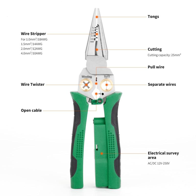 Final 3 Hours: 60%OFF🔥JEREMYTIS™-8 in 1 Wire Stripper Twister for Cutting and Pulling Wires Cable Scissors,Voltage Tester Pliers