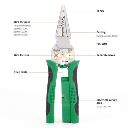 Final 3 Hours: 60%OFF🔥JEREMYTIS™-8 in 1 Wire Stripper Twister for Cutting and Pulling Wires Cable Scissors,Voltage Tester Pliers