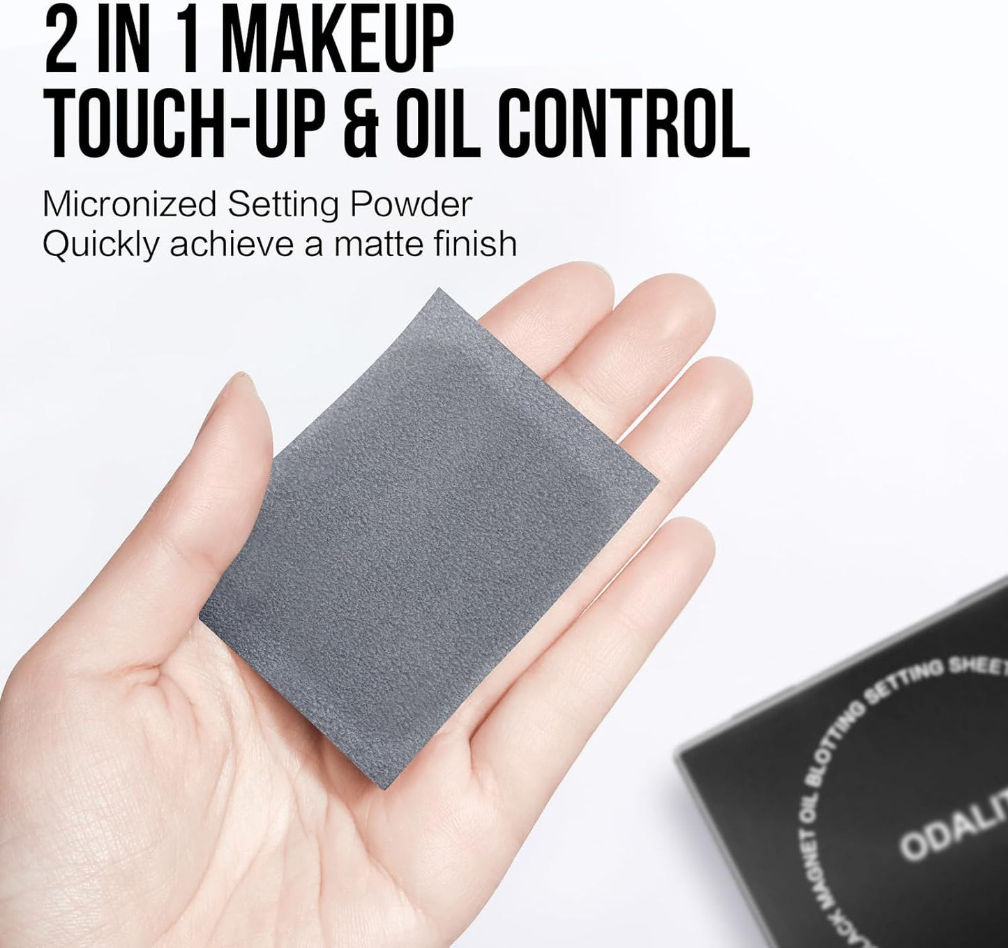 ODALIT-Black Magnet Oil Blotting Setting Sheet With Powder More Control Oil Keep Fresh 2 IN 1 Blotting Sheet