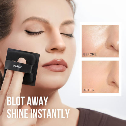 ODALIT-Black Magnet Oil Blotting Setting Sheet With Powder More Control Oil Keep Fresh 2 IN 1 Blotting Sheet