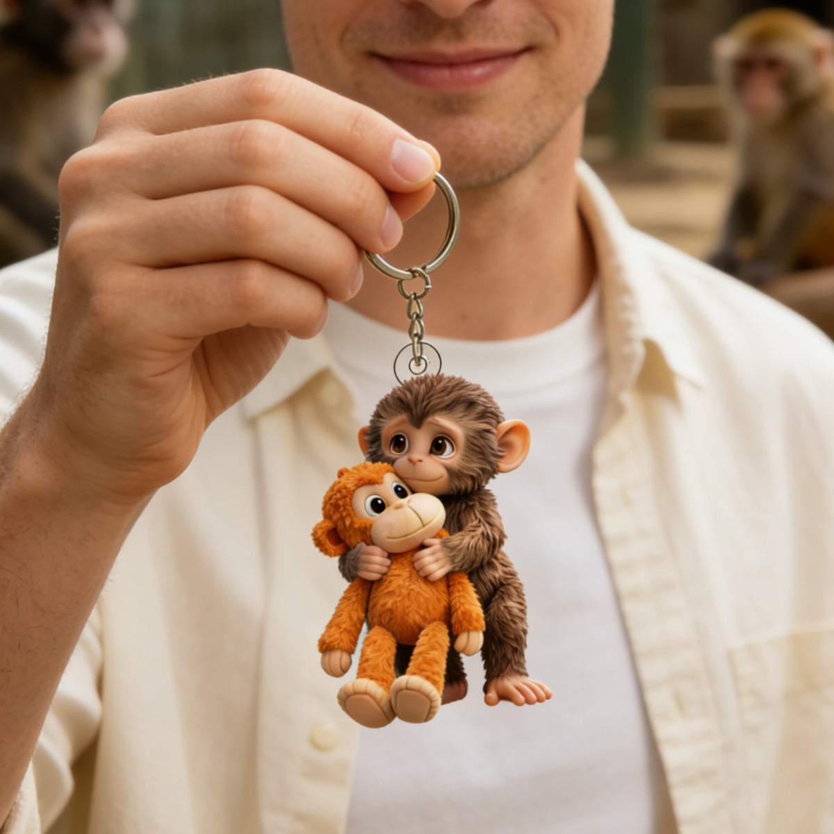 Monkey Punch Acrylic Keychain -Gift For Family, Friends, Loved Ones