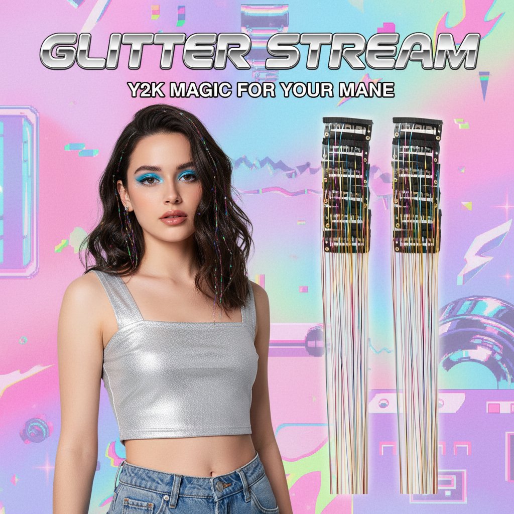 🔥Last Day 49% OFF ✨Clip-in Tinsel Hair Extensions(A set of 12 pieces)